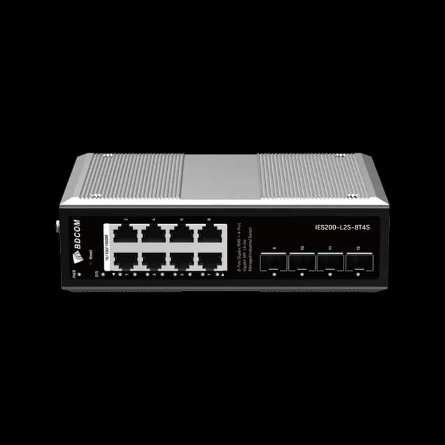 8-Port copper and 4-port fiber industrial switch crafted for dependable field networks