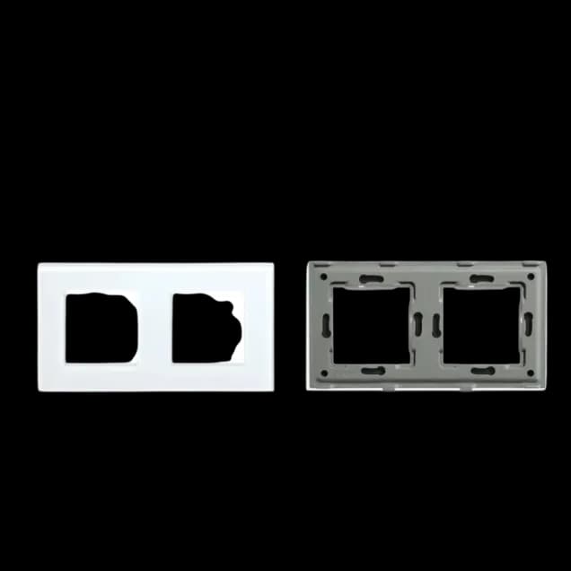 Double Frame Glass Panel with Metal Bracket (White) VIV-TW-G157.2F-WT
