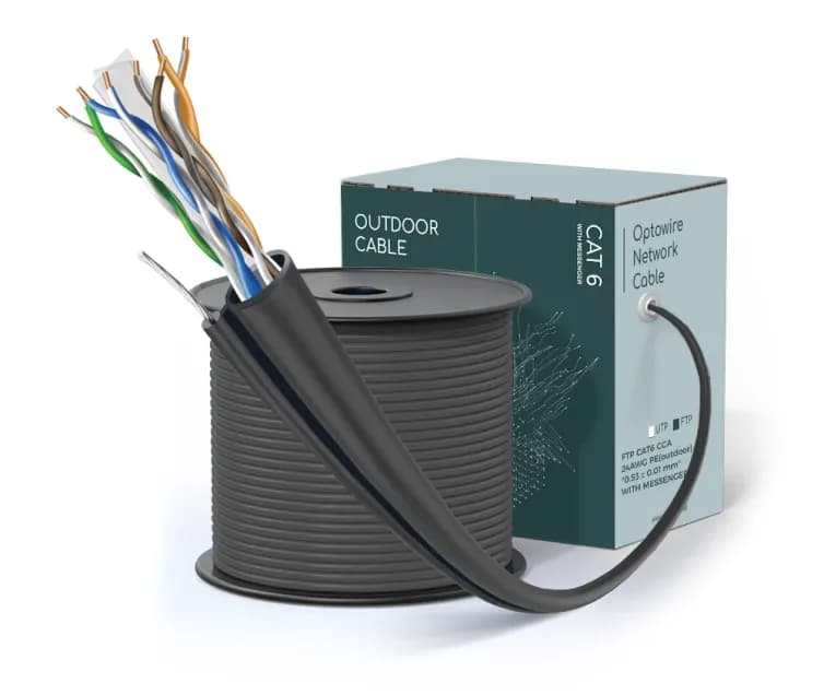 FTP CAT6 CCA 24AWG PE(outdoor) "0.53 ± 0.01 mm" WITH MESSENGER